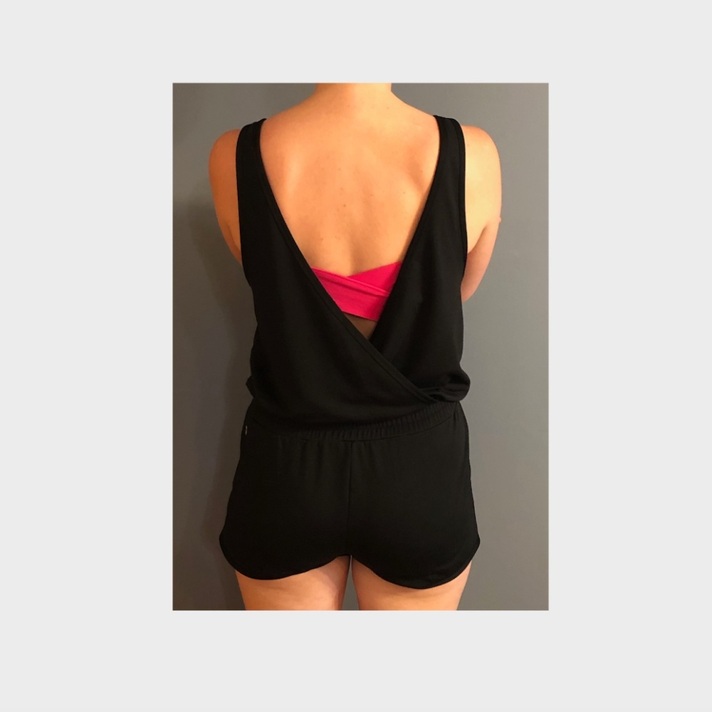 Fabletics Black Romper with Open Back